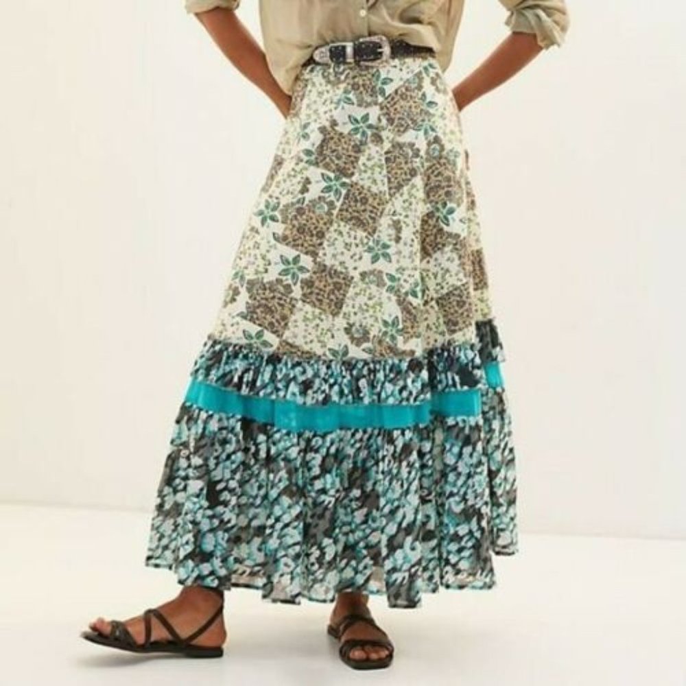 Anthropologie Raga Floral Patchwork‎ Maxi Skirt NWT